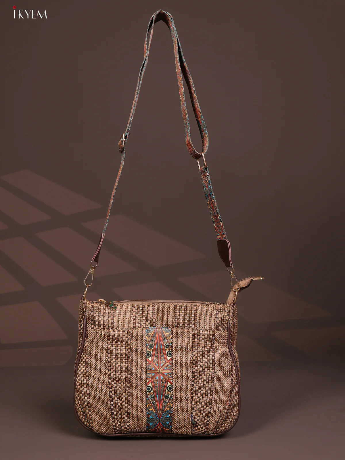 Jacquard Printed Sling Bag - Brown - KD26821 - Image 4