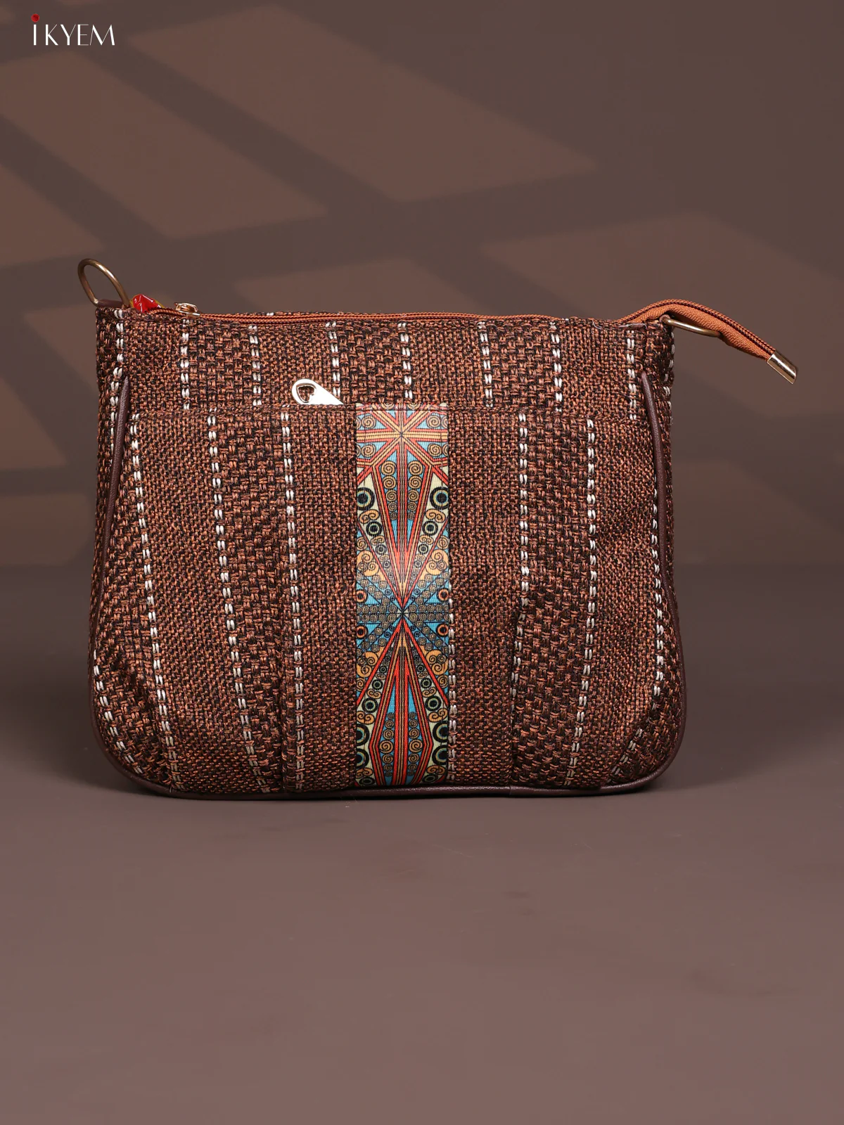Jacquard Printed Sling Bag - Coffee Brown - KD26824