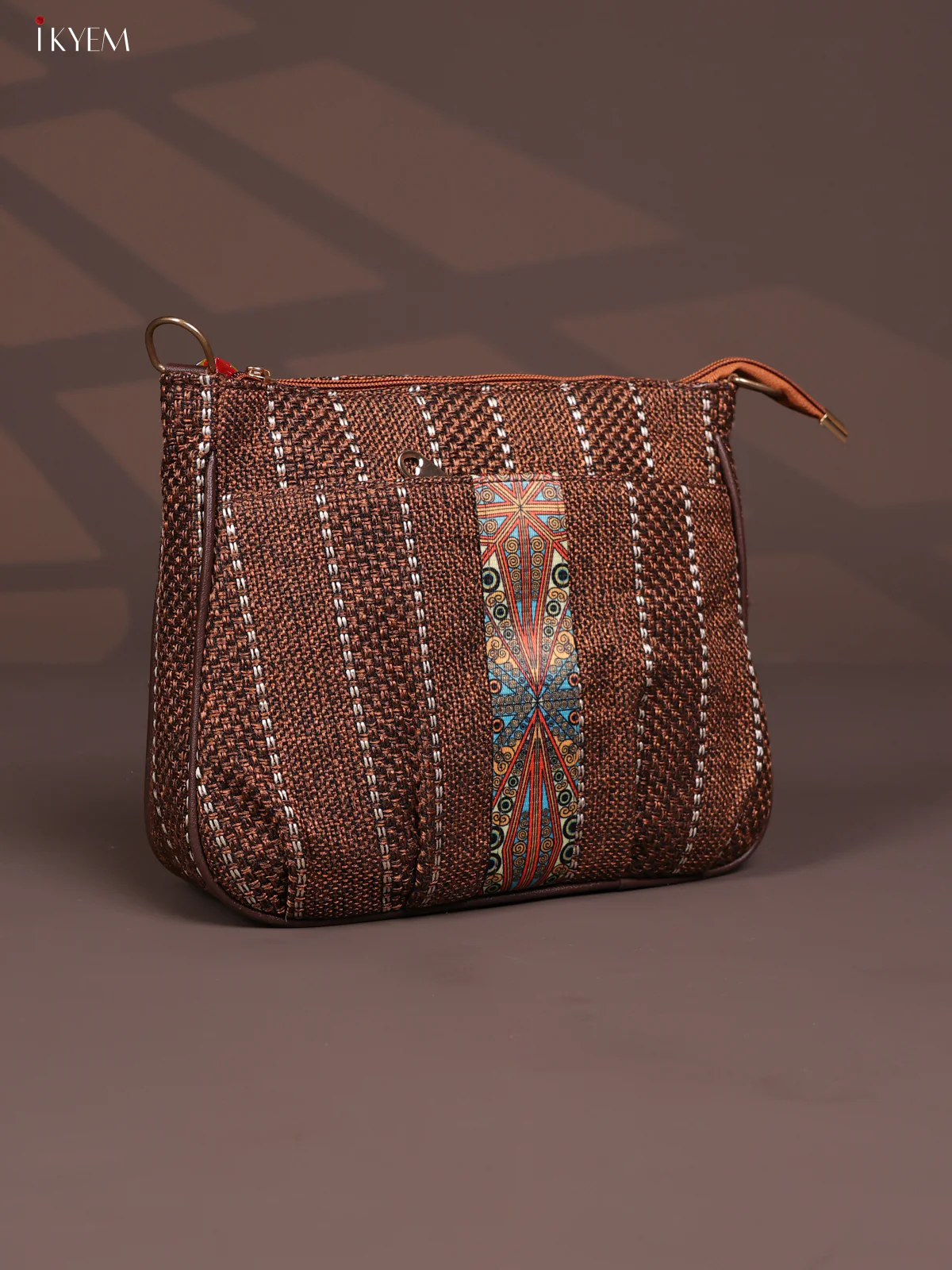 Jacquard Printed Sling Bag - Coffee Brown - KD26824 - Image 2
