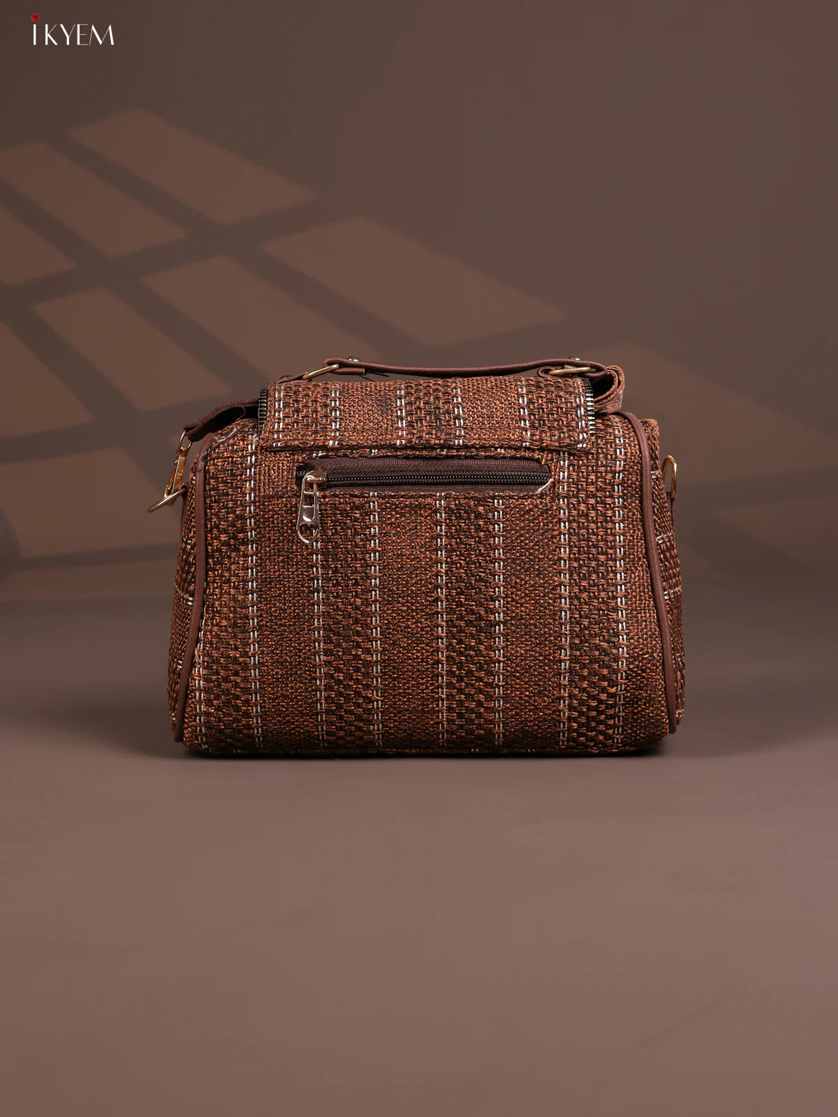 Jacquard Gusset & Flap Printed Sling bag with 4 Compartments - Coffee Brown - KD26847 - Image 3