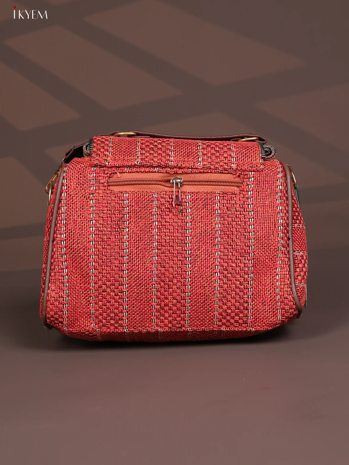 Jacquard Gusset & Flap Printed Sling bag with 4 Compartments - Red - KD26850 - Image 3