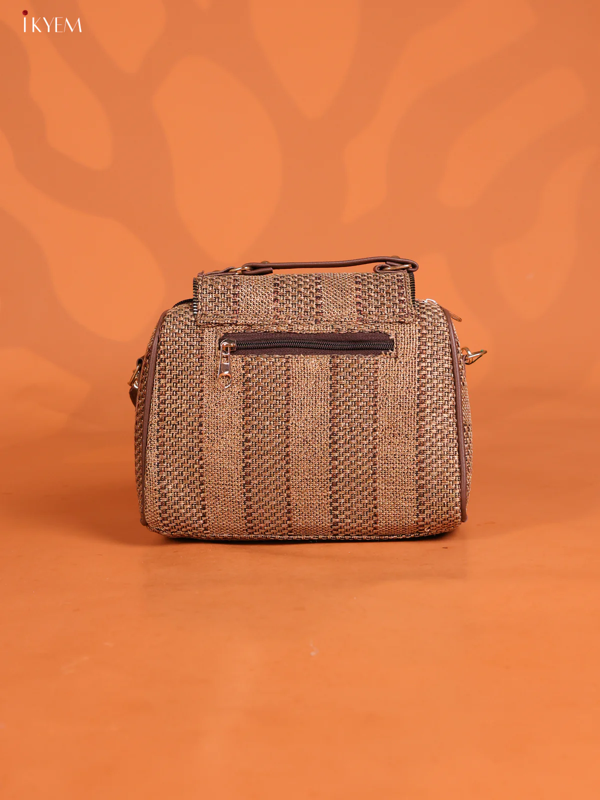 Jacquard Gusset & Flap Printed Sling bag with 4 Compartments - Brown - KD26851 - Image 2