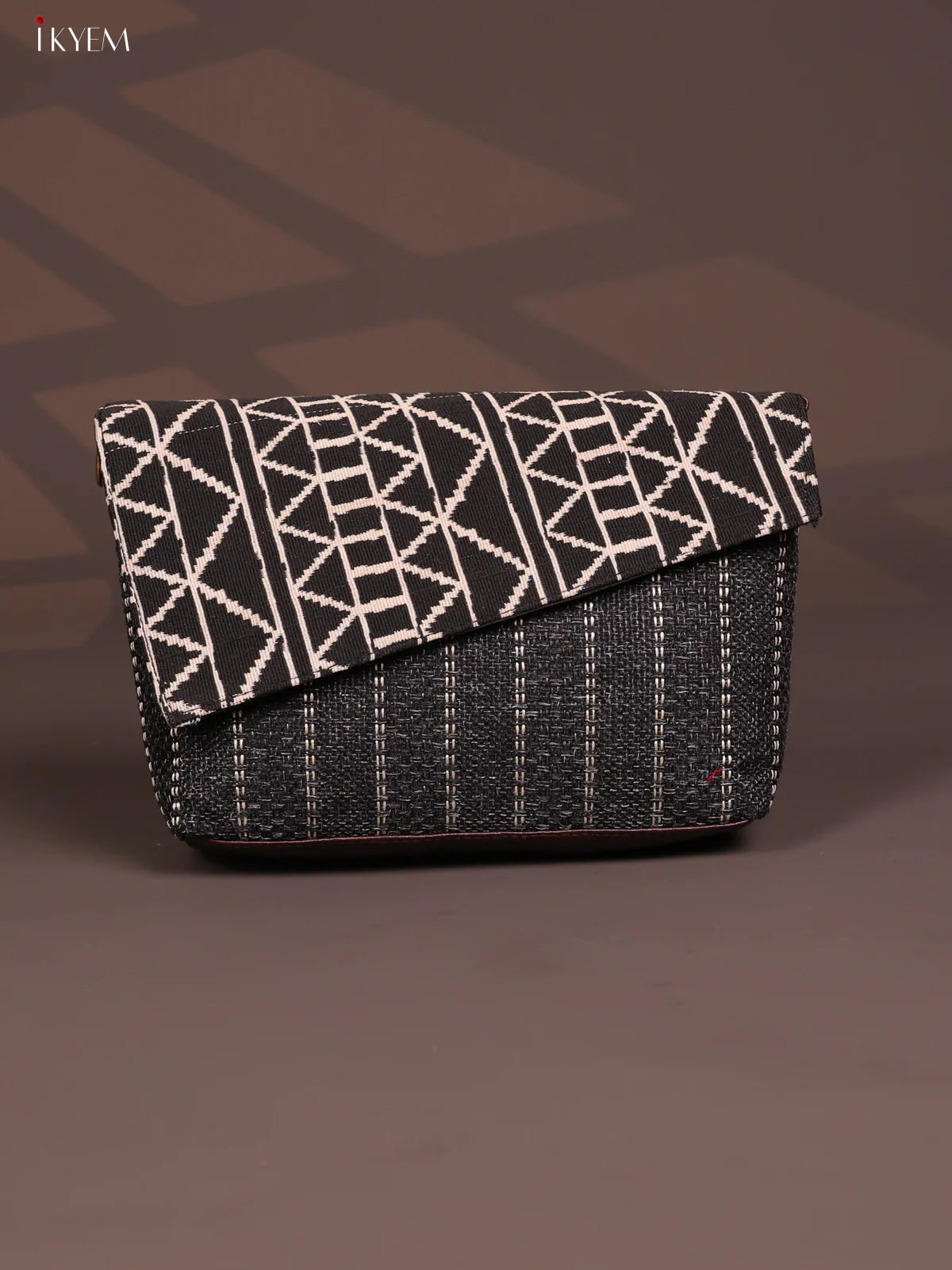 Jacquard Geometric Printed Sling Bag - Black with White - KD26865