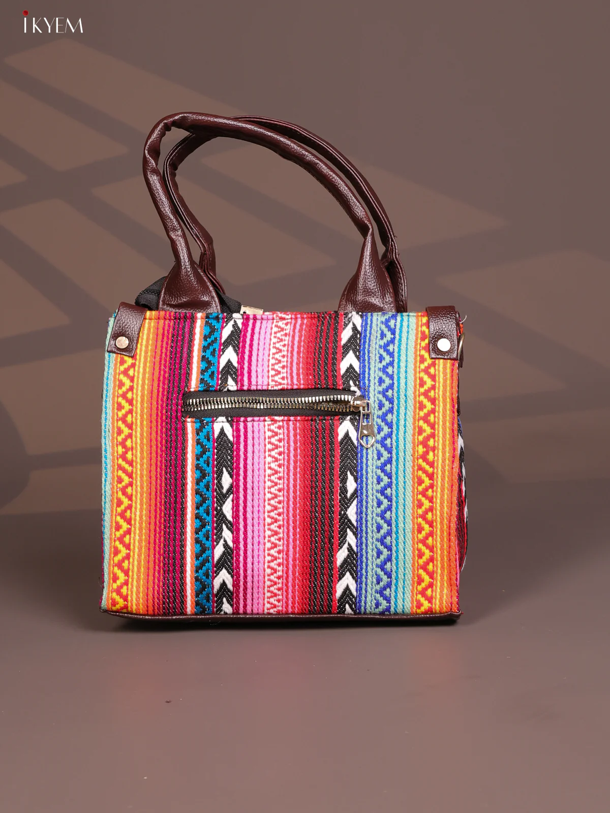 Jacquard Embroidery Handbag 2 compartments & 1 pocket Multicolour - KD26869 - Image 3