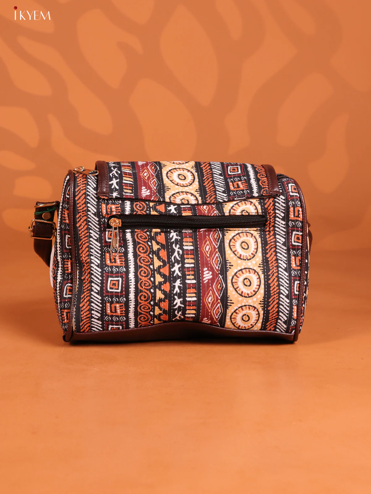 Printed Leather Sling Bag with 3 Compartments - Multicolour - KD26884 - Image 2
