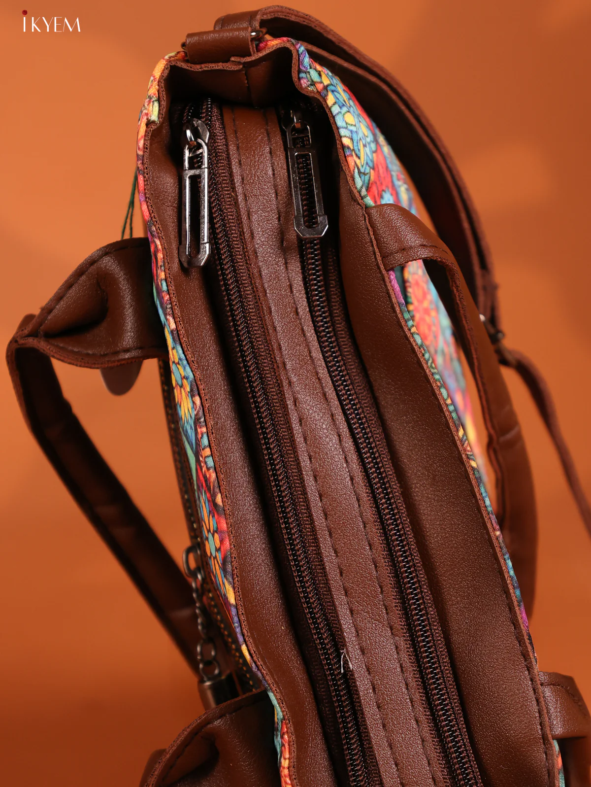 Printed Mandala Art Leather Sling Bag with 4 compartments - Multicolour - KD26900 - Image 3