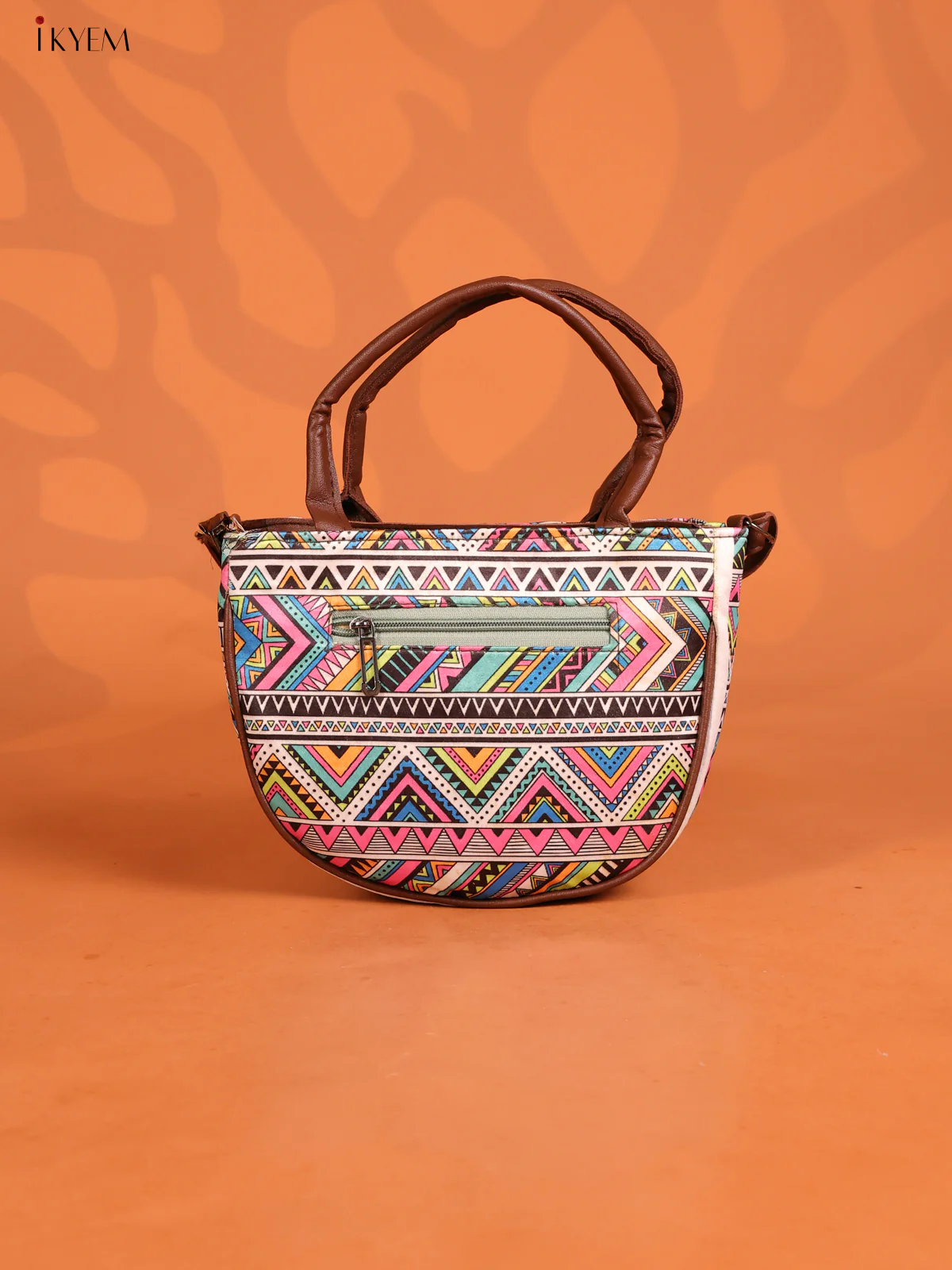 Geometric Printed Leather Sling Bag with 4 compartments - Multicolour -KD26902 - Image 2