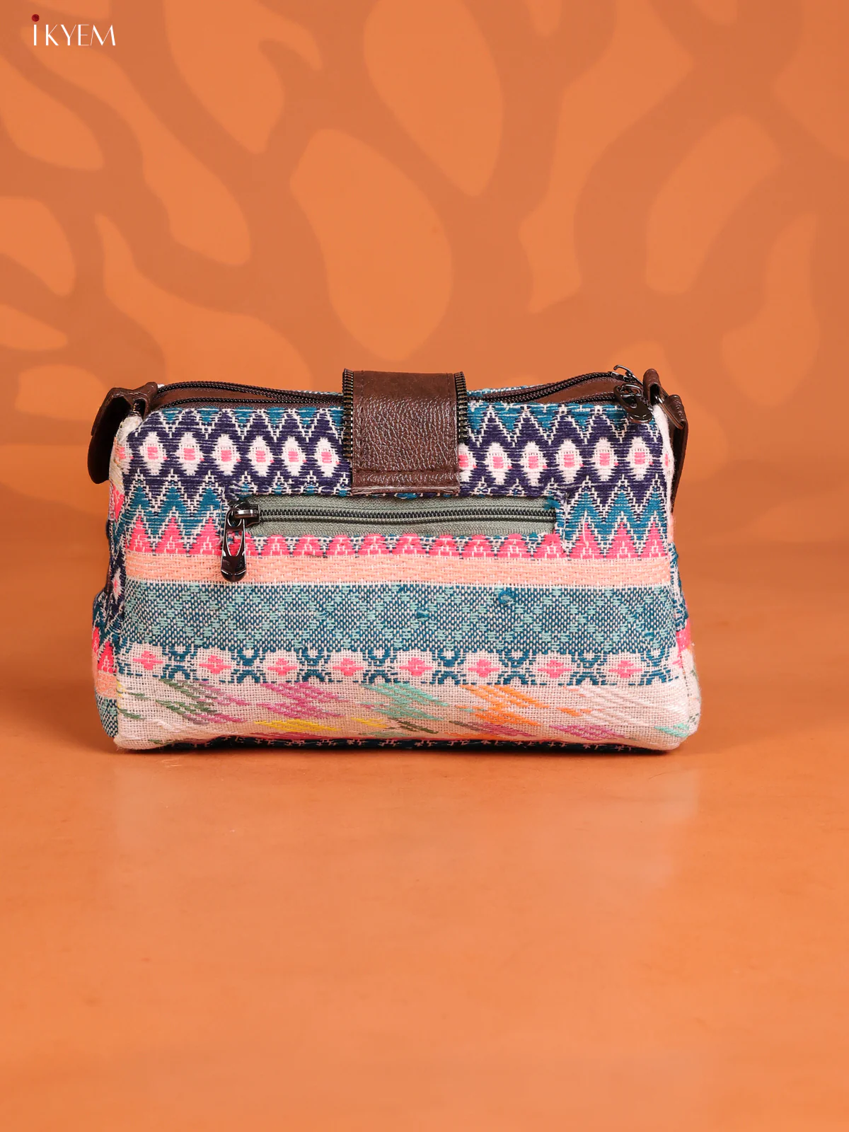 Jacquard Embroidered Leather Sling bag 3 compartments-Multicolour - KD26912 - Image 2