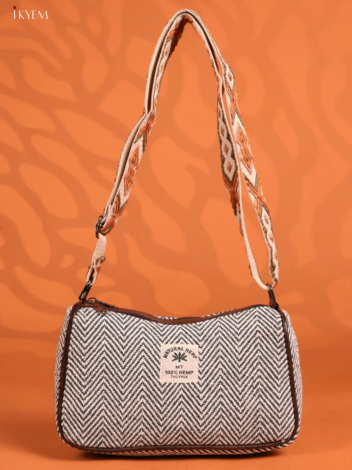 Jacquard Printed Sling Handbag with 3 Compartments - Green - KD26931 - Image 4