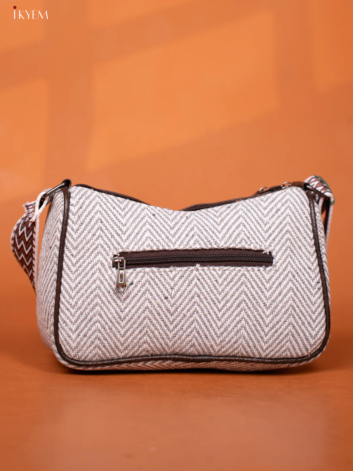 Jacquard Printed Sling Handbag with 3 Compartments - Grey - KD26932 - Image 4