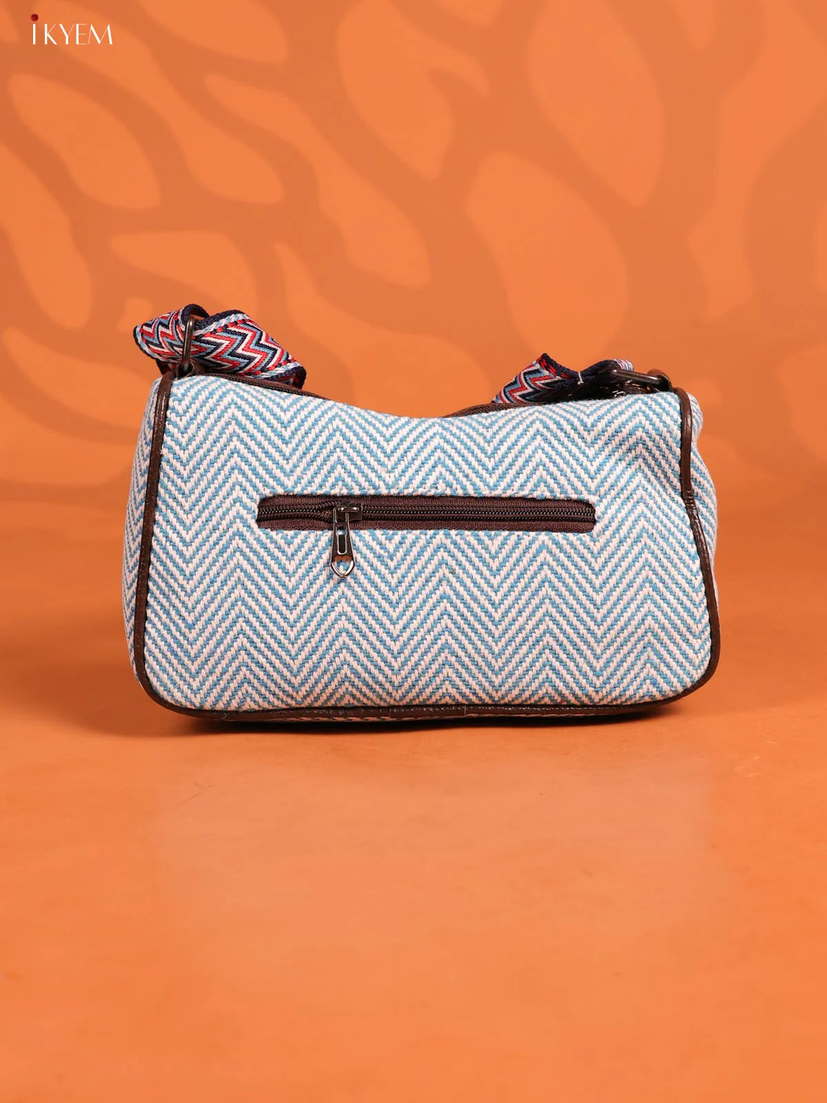 Jacquard Printed Sling Handbag with 3 Compartments - Sky blue - KD26933 - Image 3