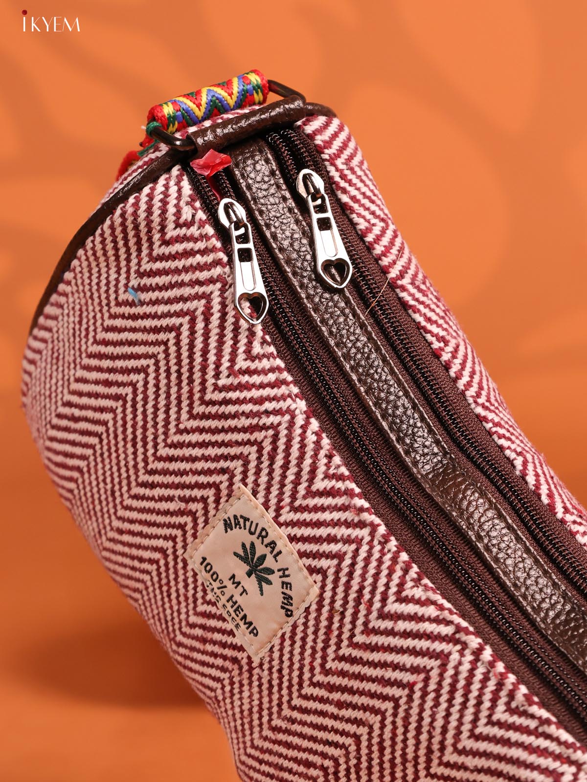 Jacquard Printed Sling Handbag with 3 Compartments - Maroon - KD26934 - Image 5