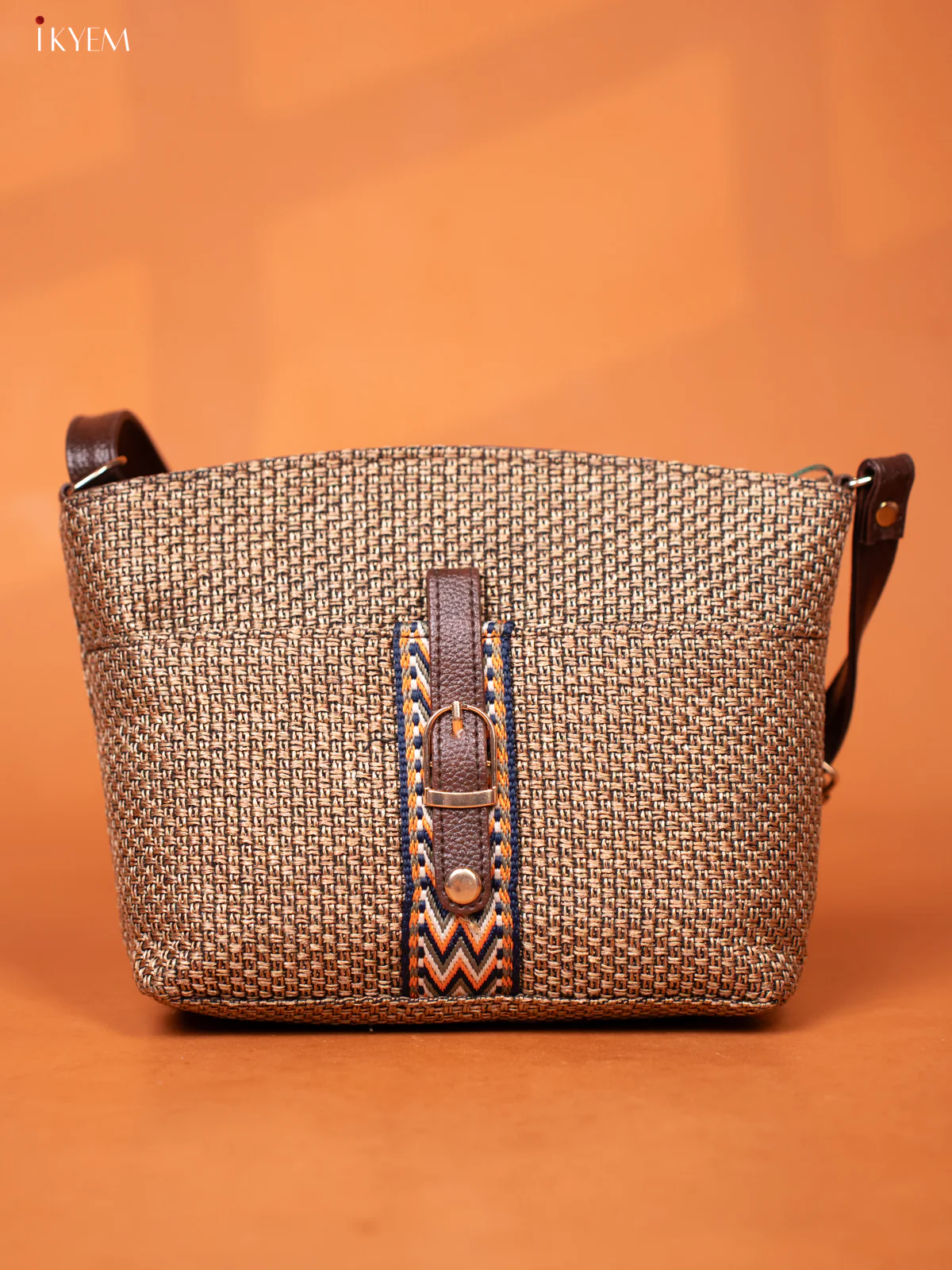 Semi Jute Leather Sling Bag - olive green - KD26955