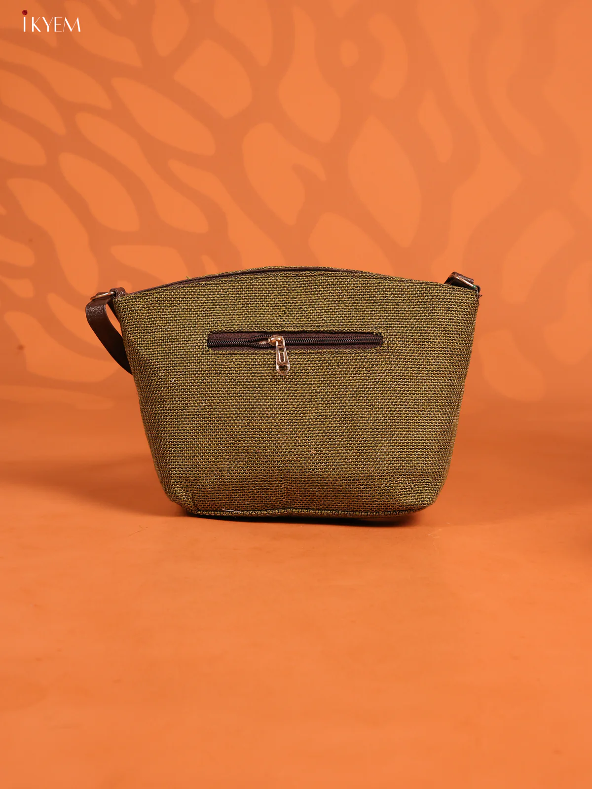 Semi Jute Leather Sling Bag - Green - KD26956 - Image 3