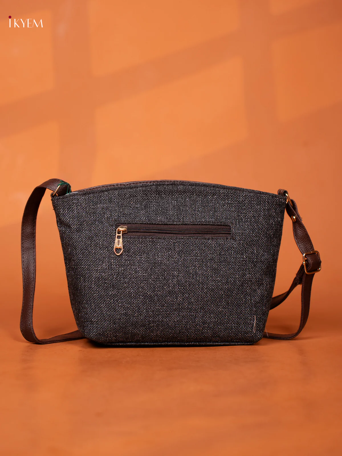 Semi Jute Leather Sling Bag - Grey - KD26957 - Image 3
