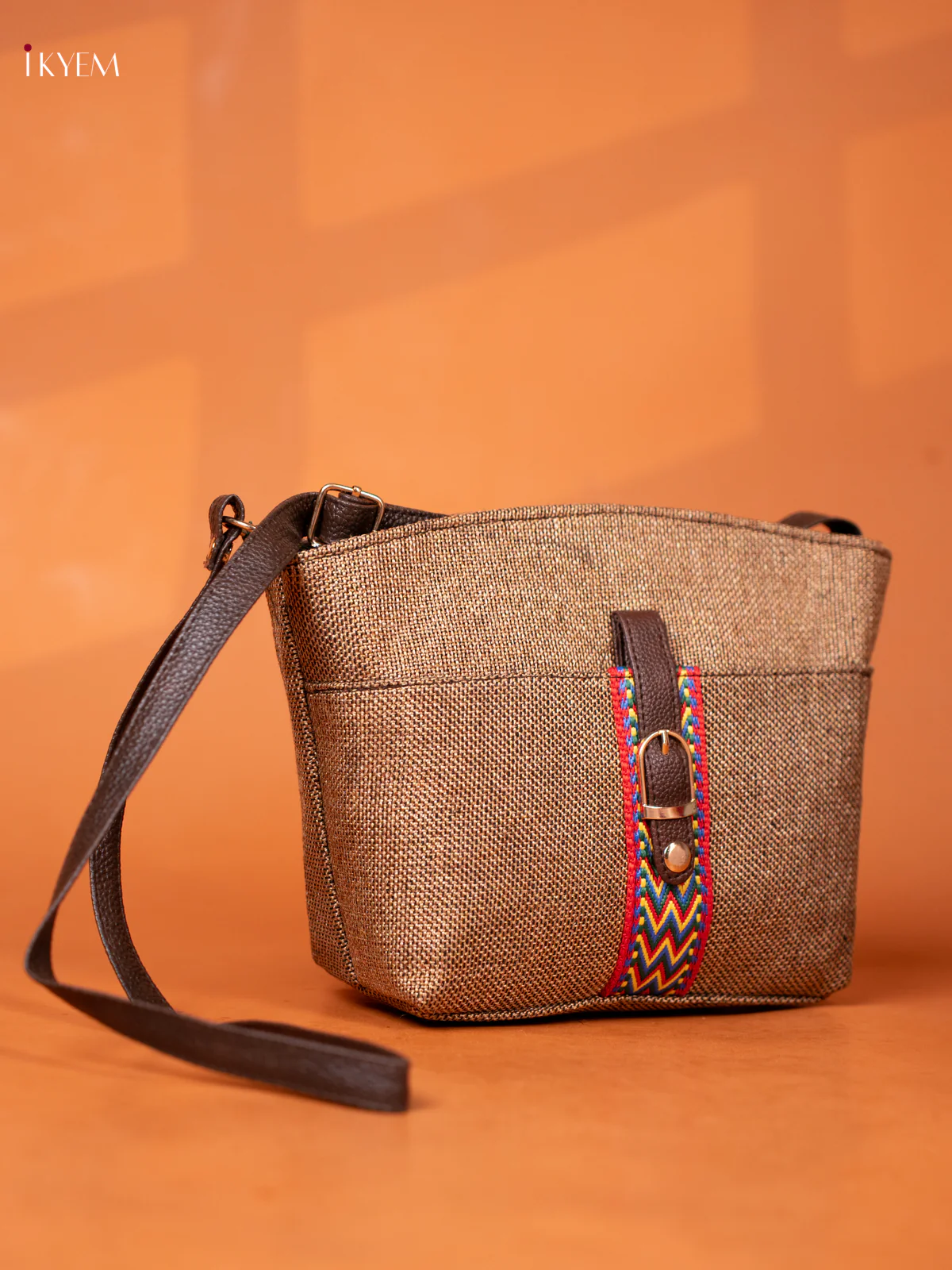 Semi Jute Leather Sling Bag - Sandal - KD26958 - Image 2