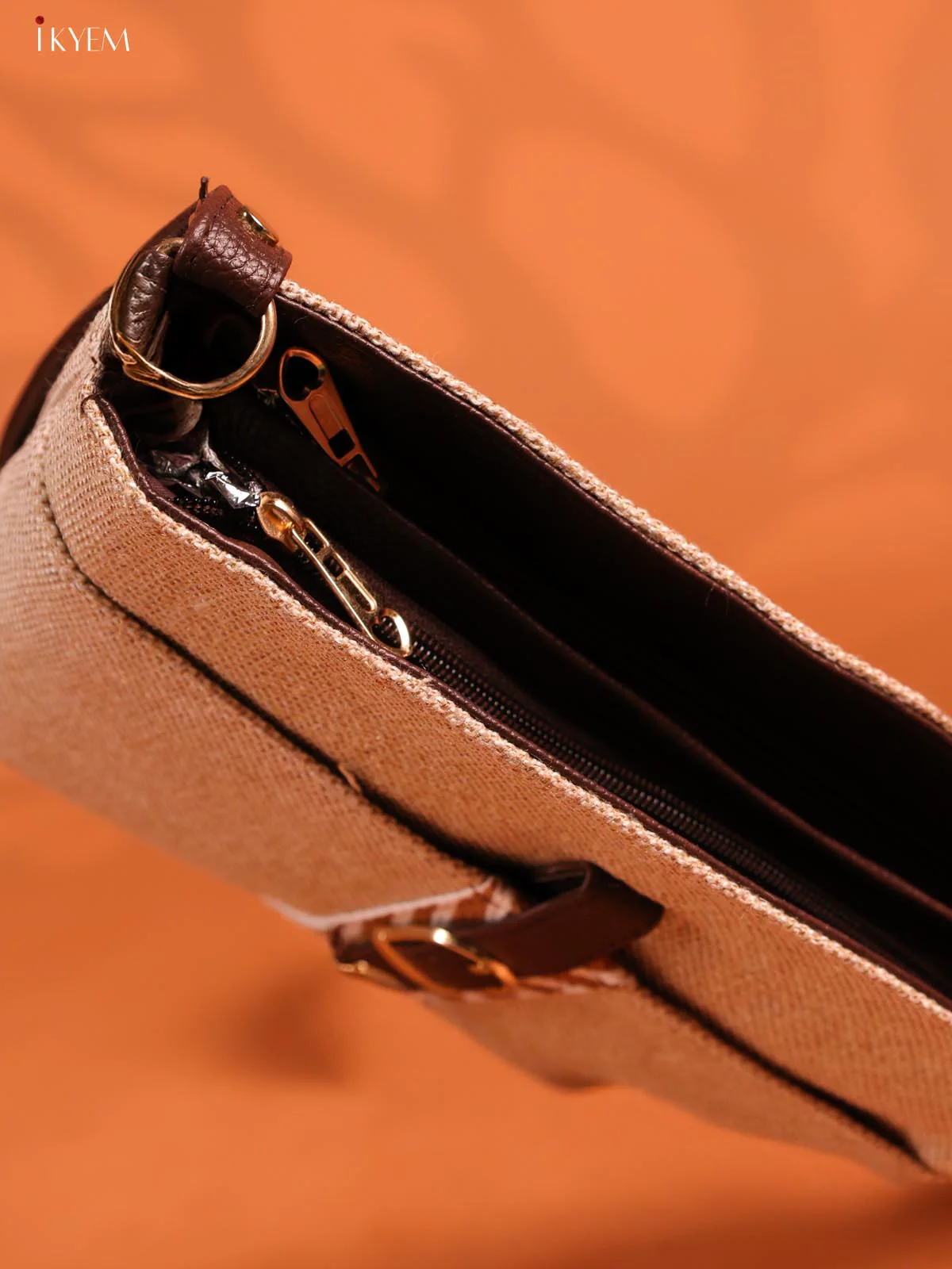 Semi Jute Leather Sling Bag - Cream - KD26959 - Image 5