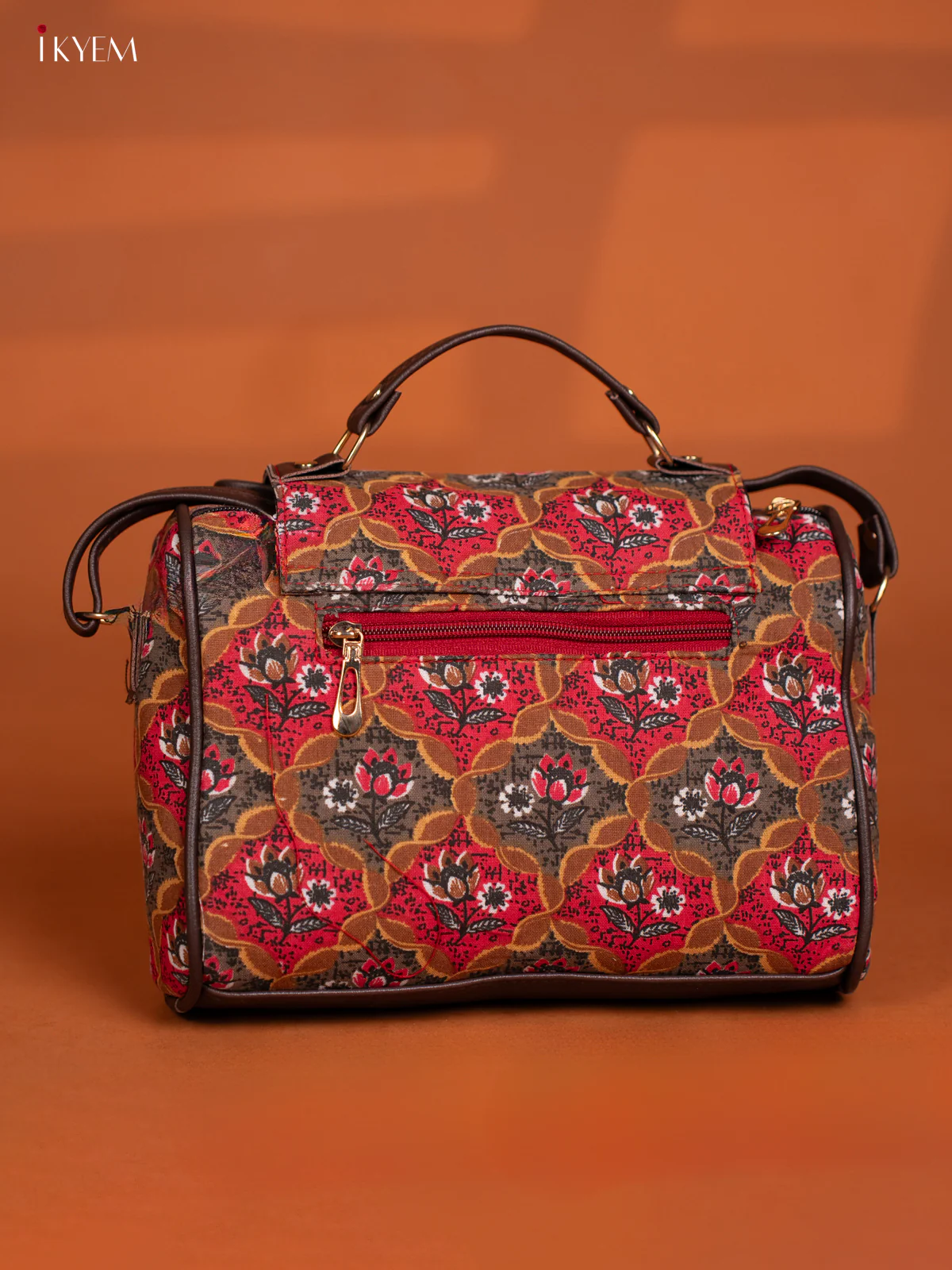 Printed Floral Design Flap Leather Sling Bag - Pink - KD26988 - Image 4