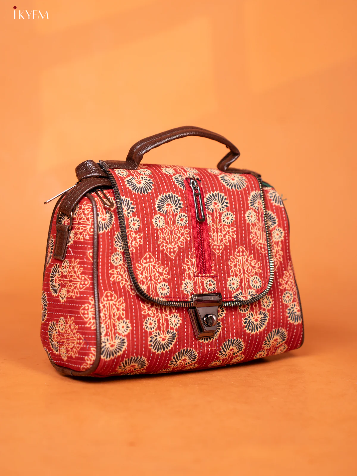 Printed Leather Sling Bag- Maroon - KD26992 - Image 2