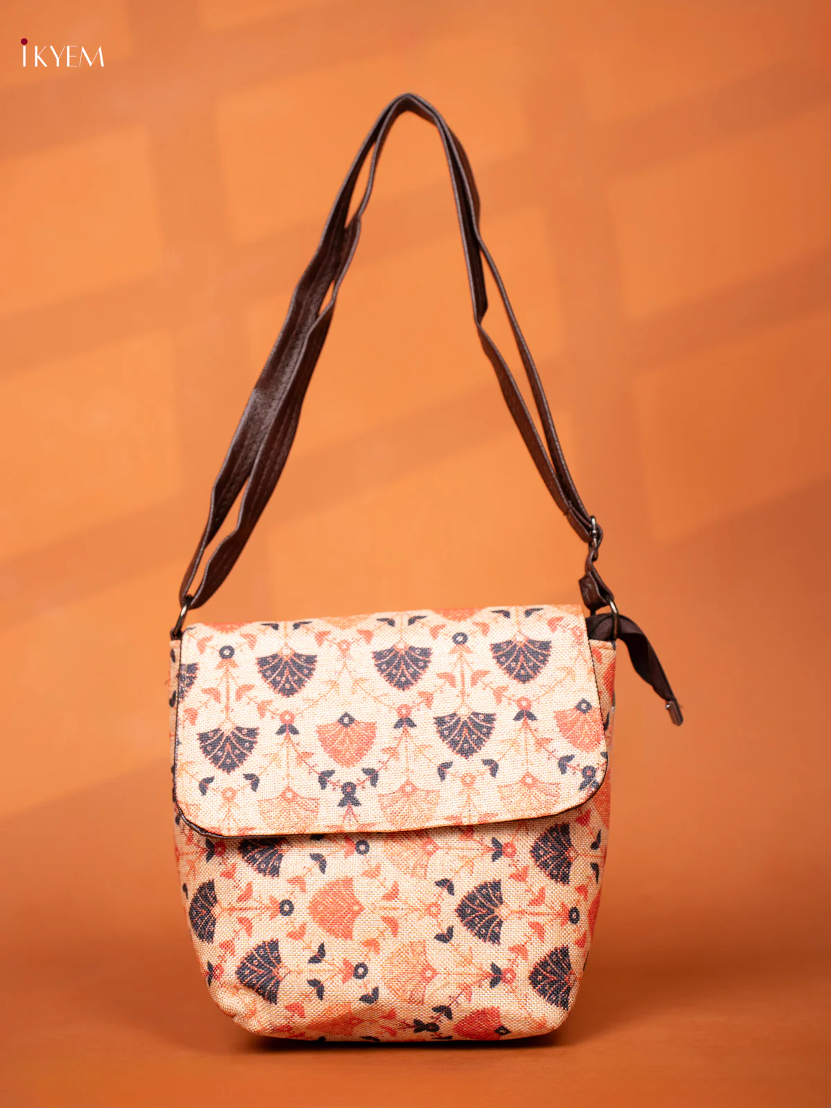 Semi Jute Leather Flap Sling Bag - Orange - KD26993 - Image 5
