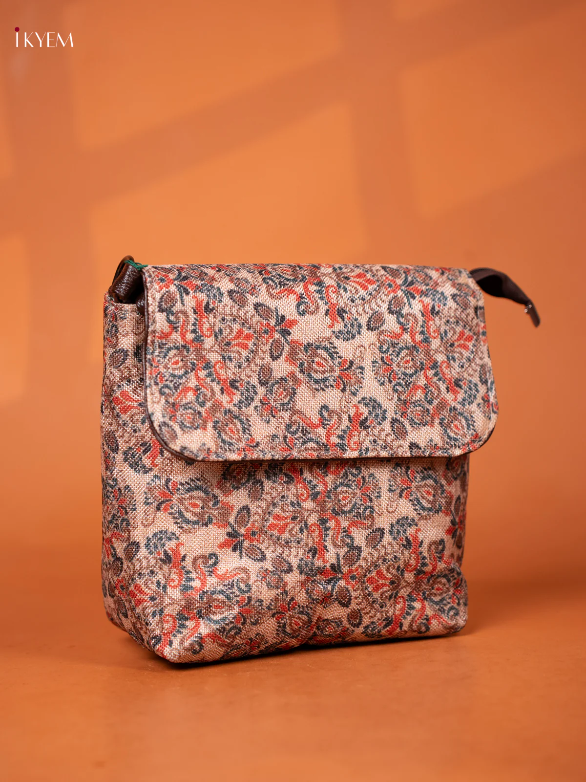 Semi Jute Leather Flap Sling Bag - Sandal - KD26995 - Image 2