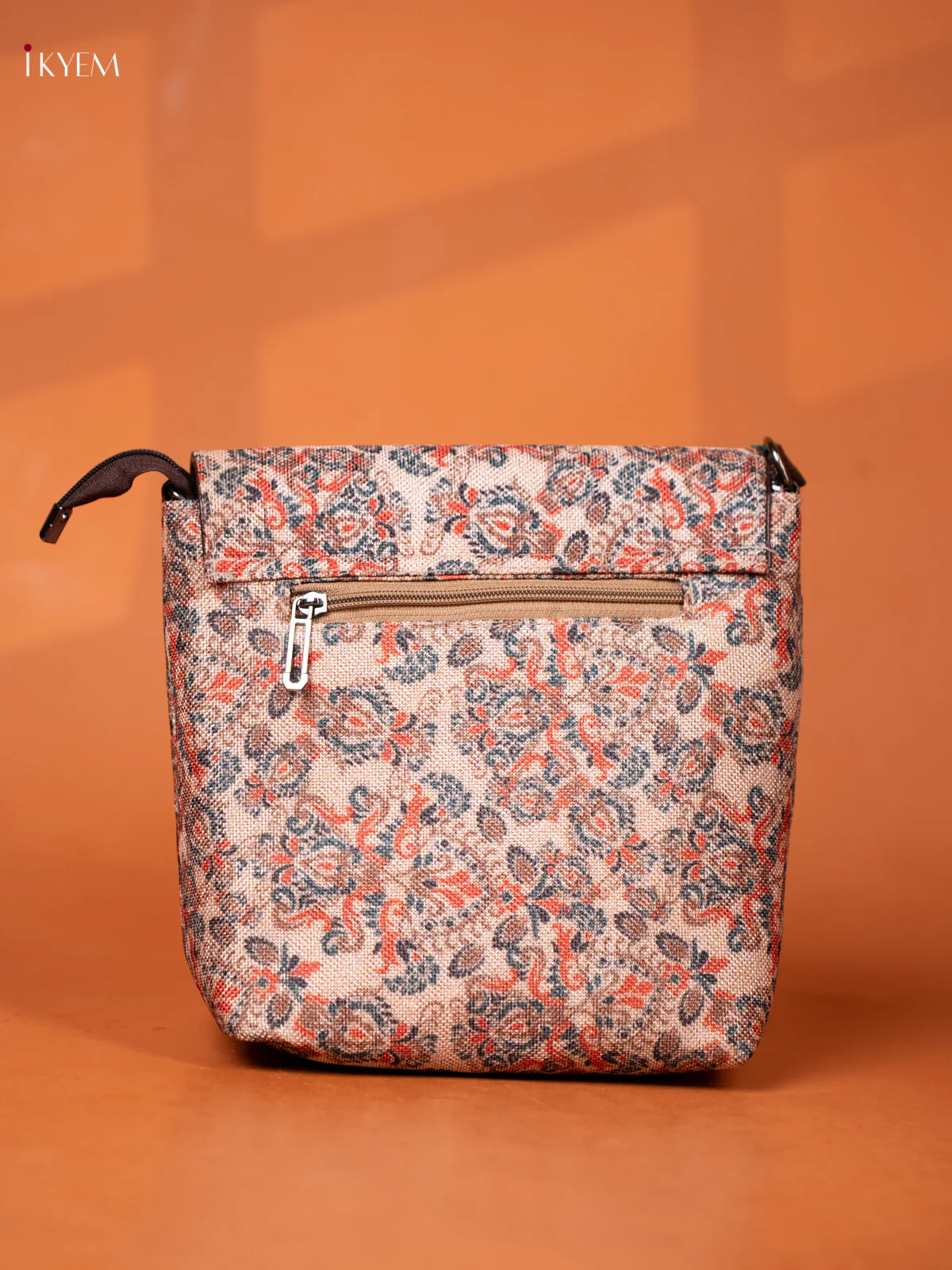 Semi Jute Leather Flap Sling Bag - Sandal - KD26995 - Image 4