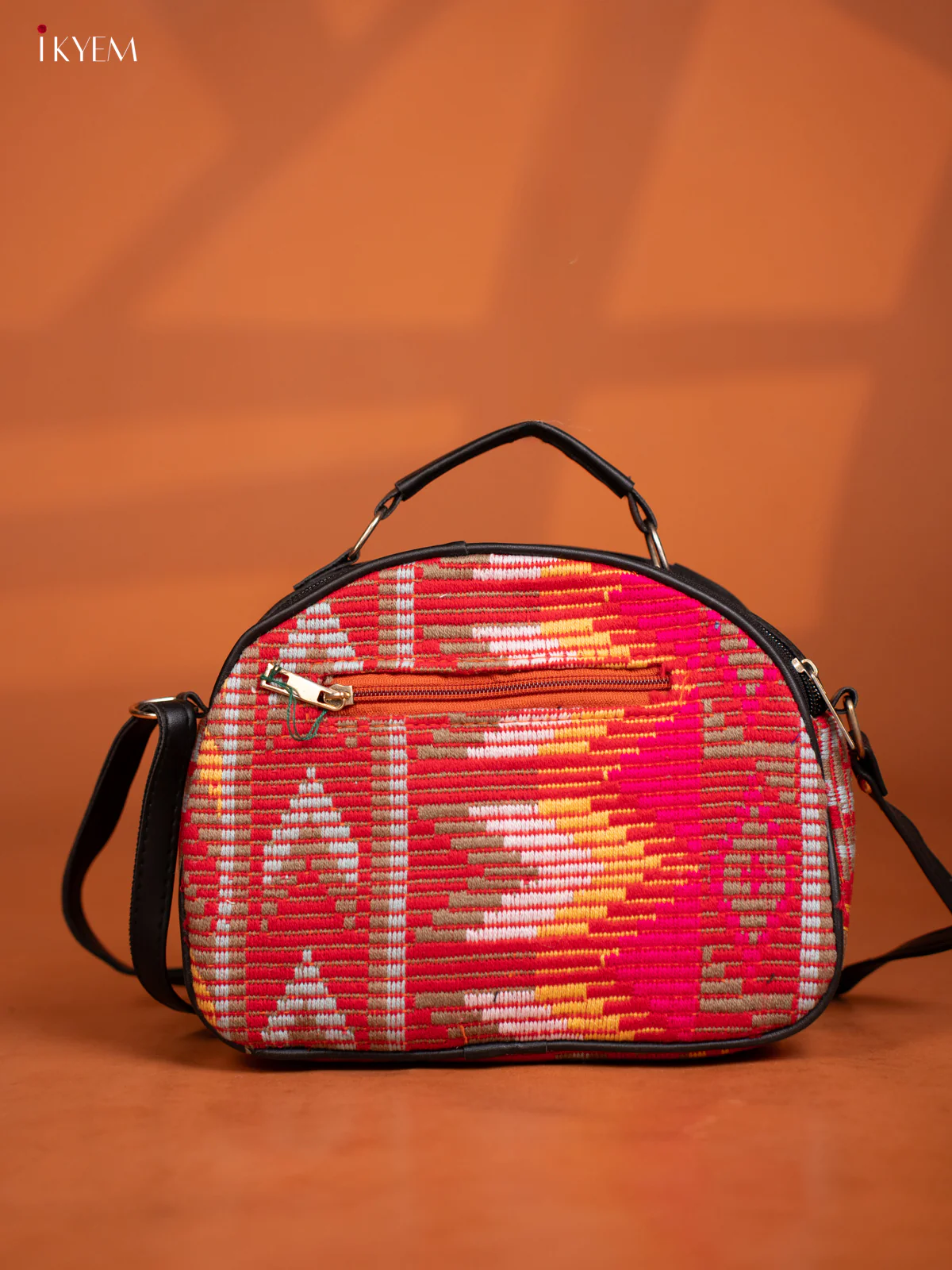 Jacquard Leather Sling Bag with 4 Compartments - Multicolour -KD27000 - Image 4