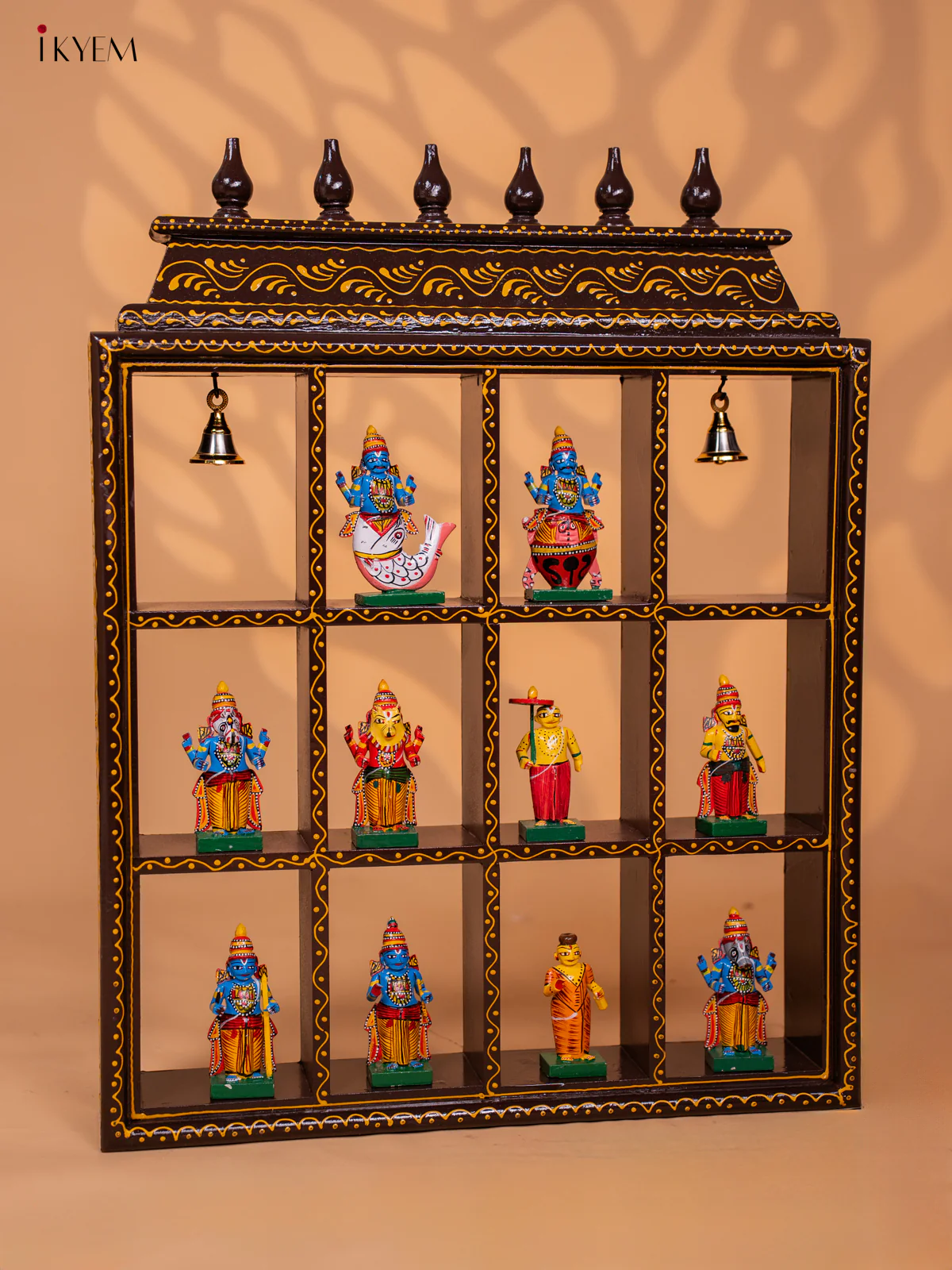 Wooden Frame With Kondapalli Dasavatharam Idol Set - Brown - KD28111 - Image 5