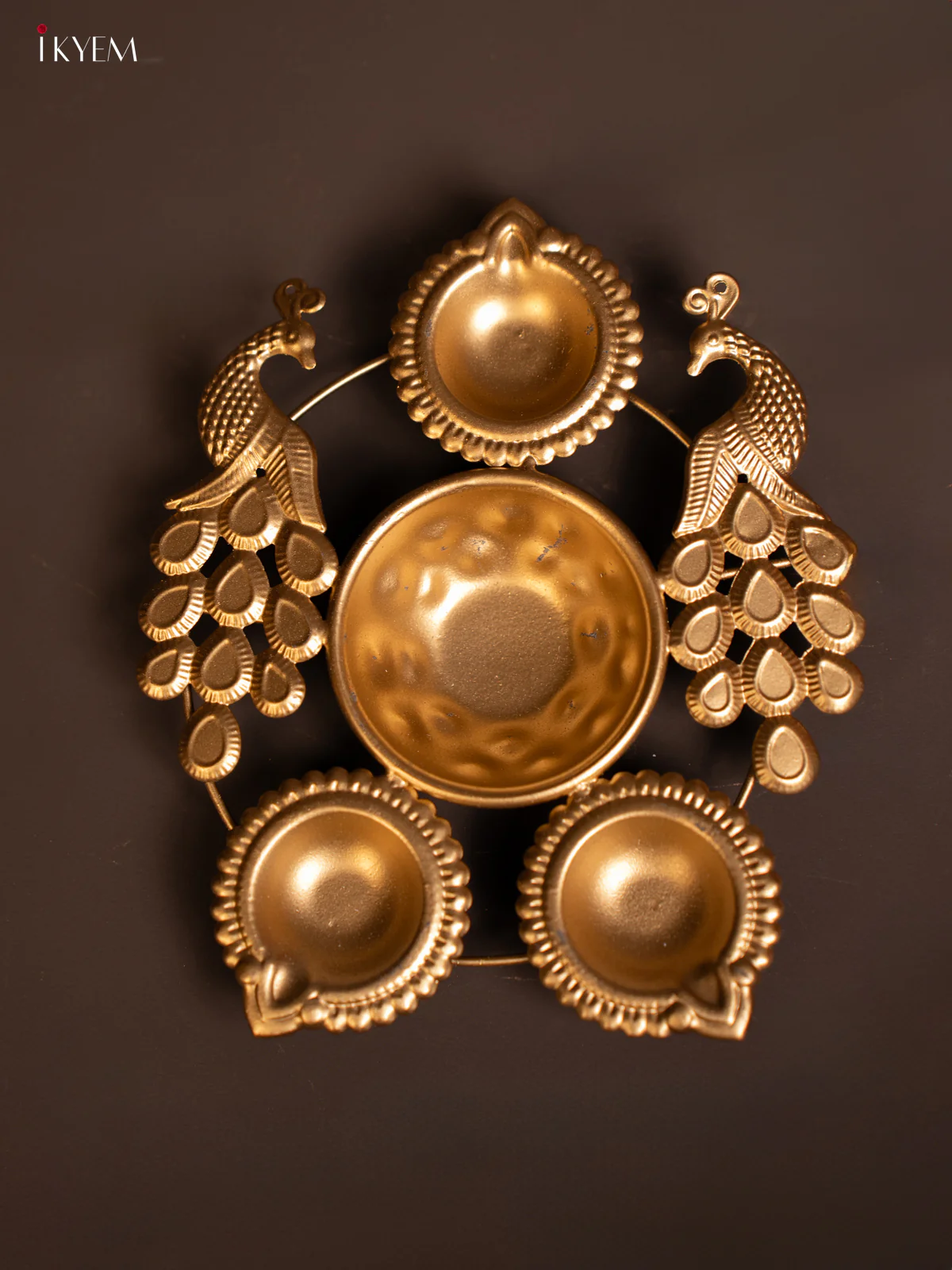 Metal Diya Peacock Urli - KE06112