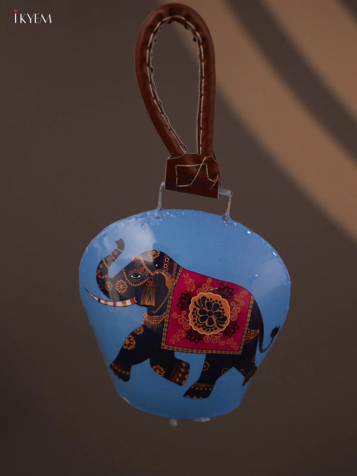 Hand Painted Cow bell with leather Handle - Image 2