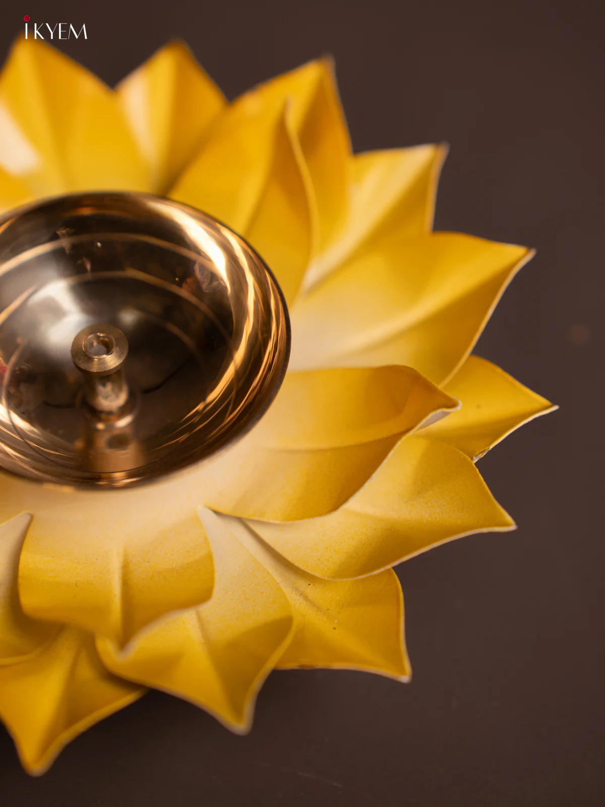 Brass Lotus Diya - 6 inch Yellow - KE10162 - Image 2