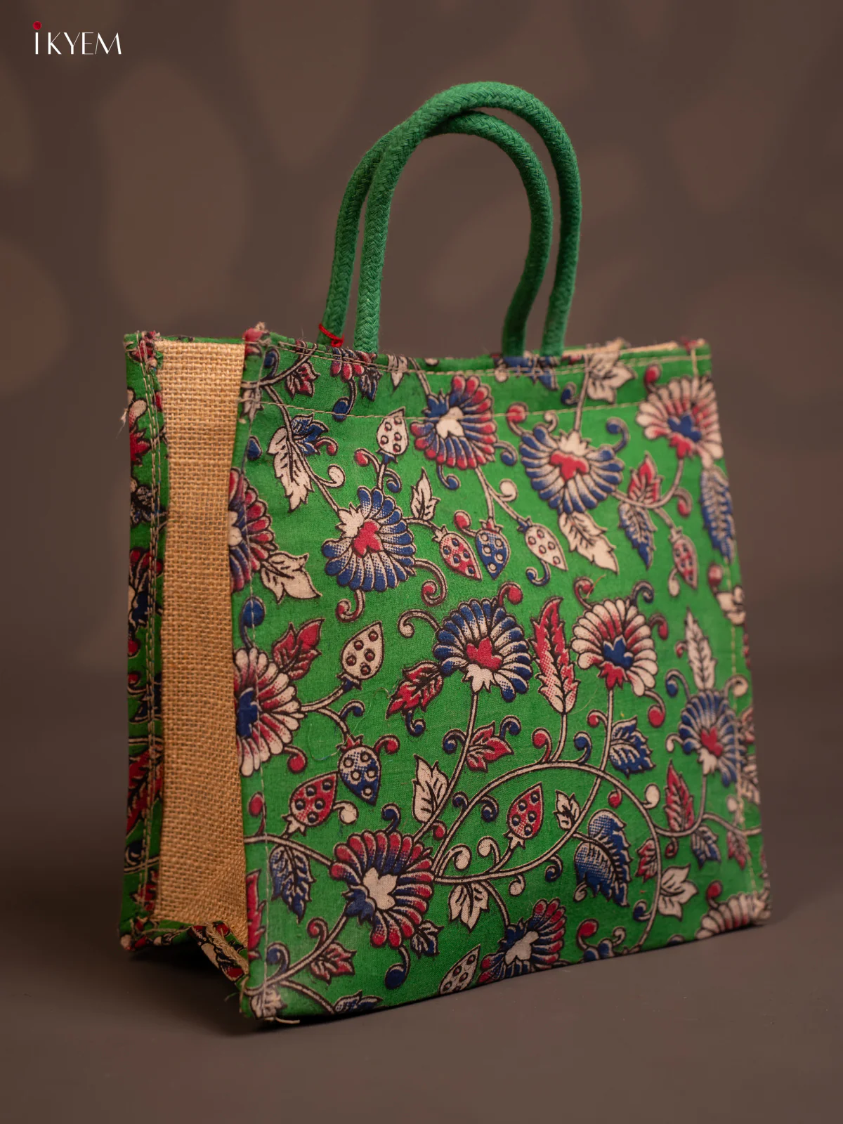 Jute full Kalamkari bag - Green - KE14134 - Image 3