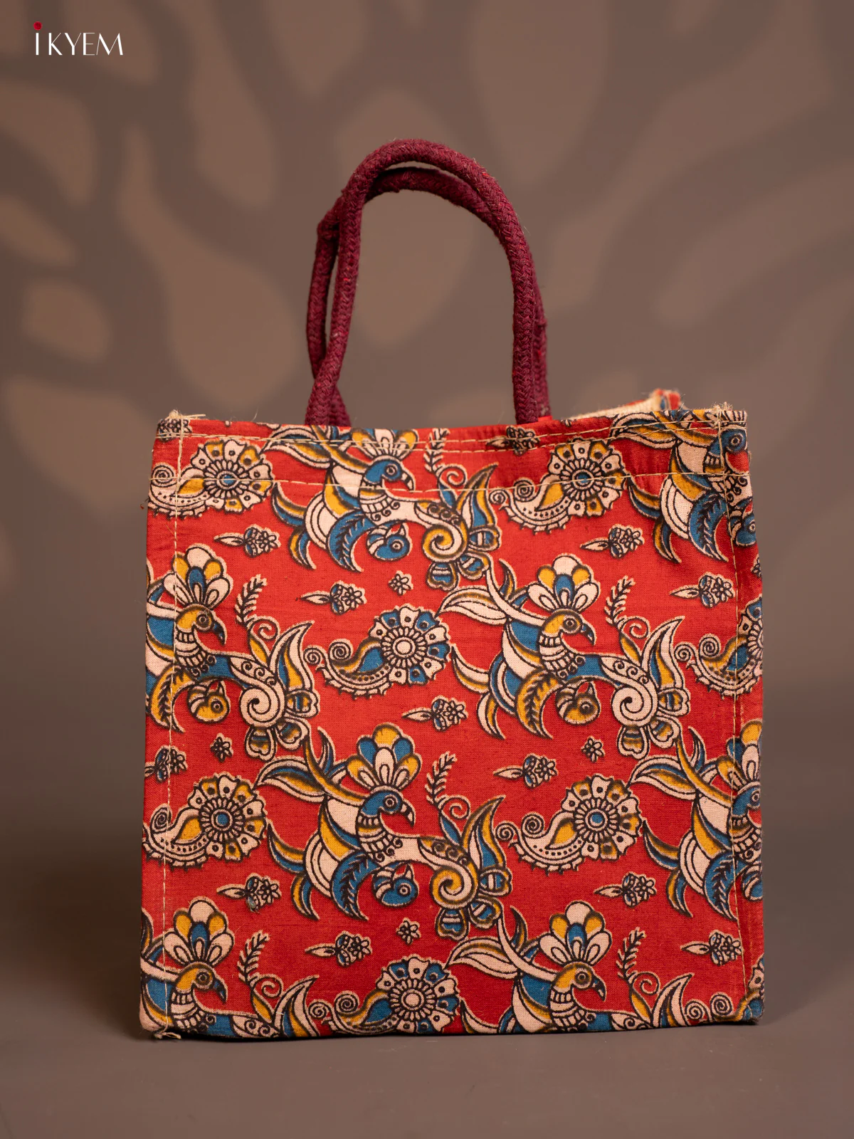 Jute full Kalamkari bag Red - KE14137