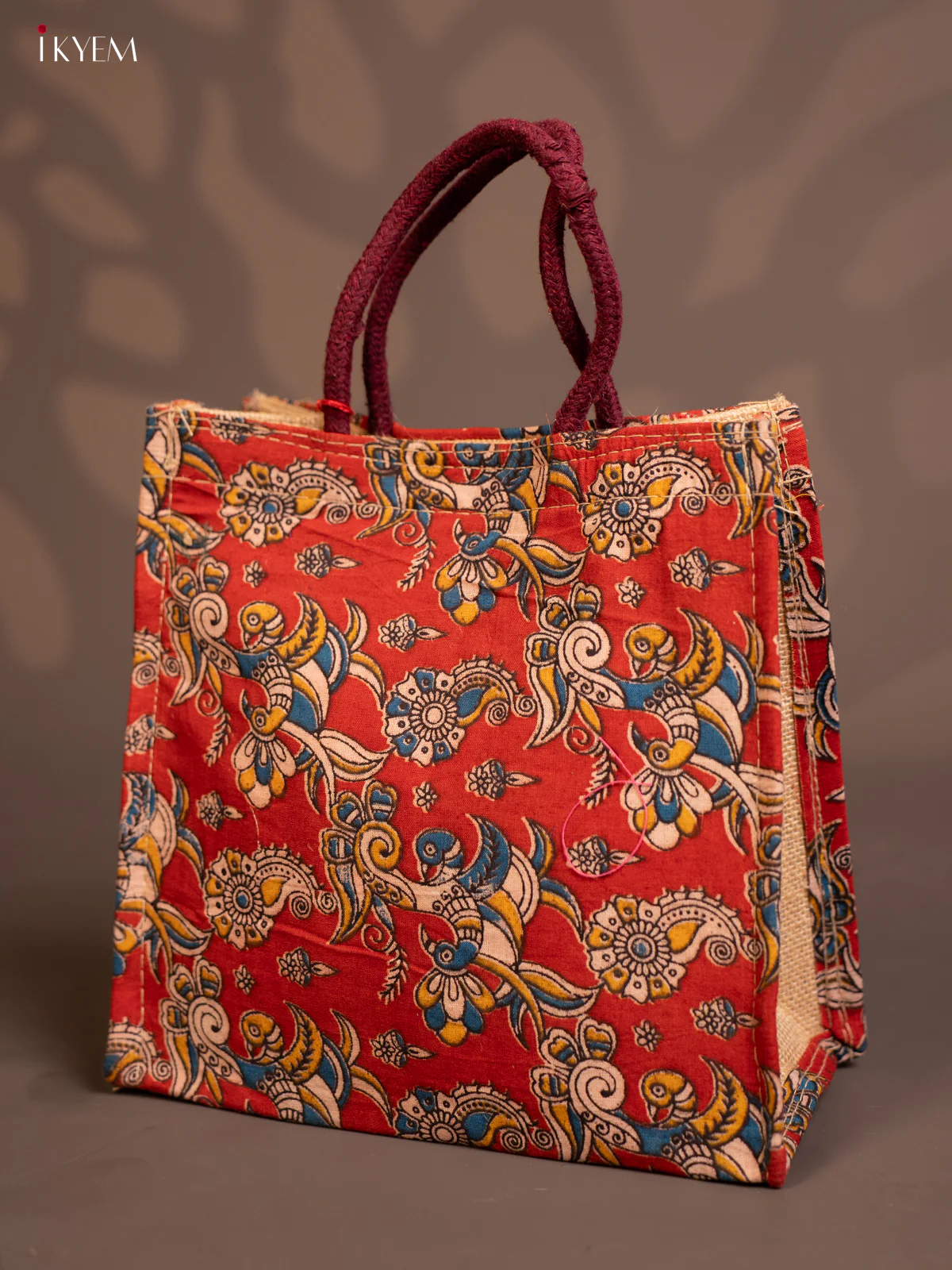 Jute full Kalamkari bag Red - KE14137 - Image 3