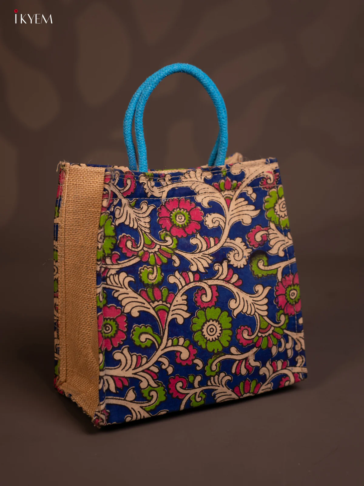 Jute full Kalamkari bag - Dark blue - KE14139 - Image 2