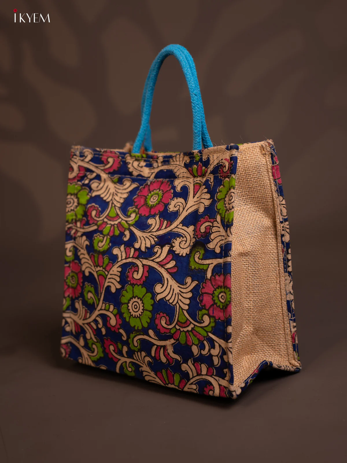 Jute full Kalamkari bag - Dark blue - KE14139 - Image 3