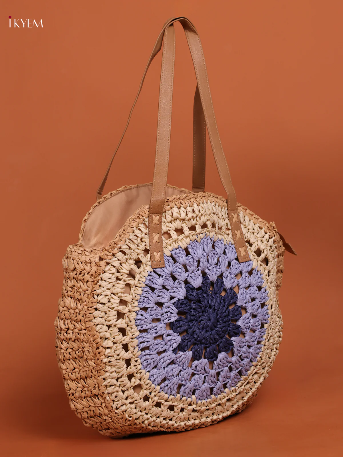 Round Beach Shoulder Bag with zipper - KE16112 - Image 2