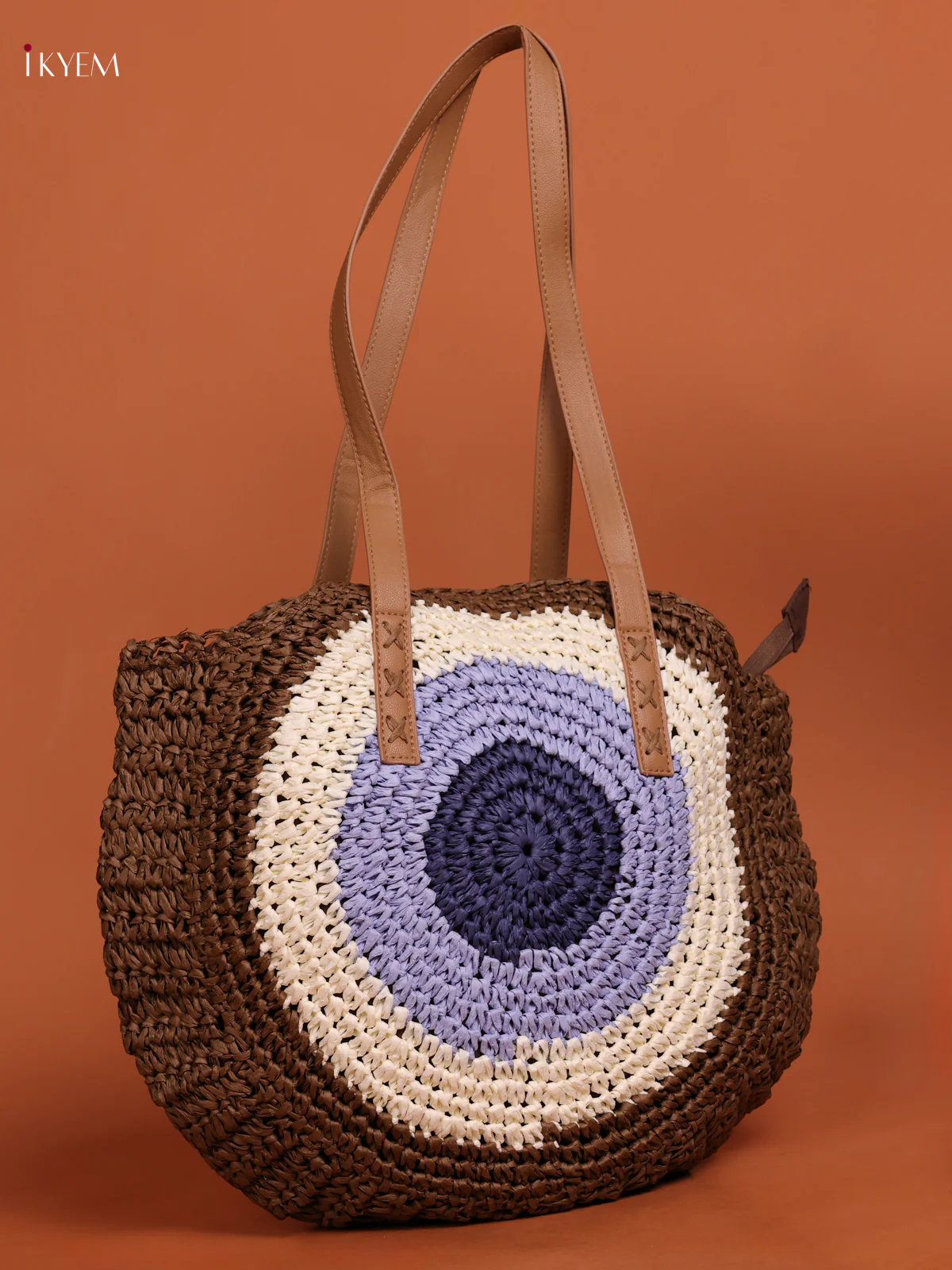 Round Beach Shoulder Bag with zipper - Image 2