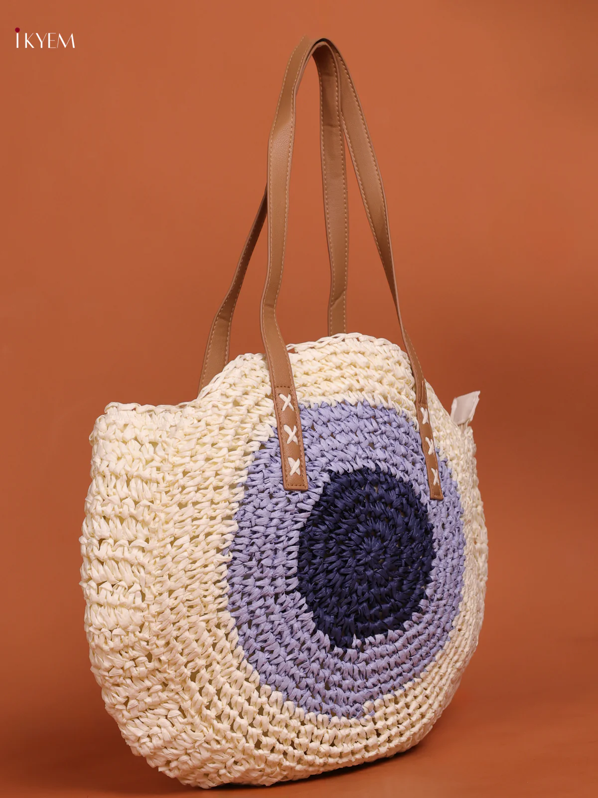 Round Beach Shoulder Bag with zipper - Image 2