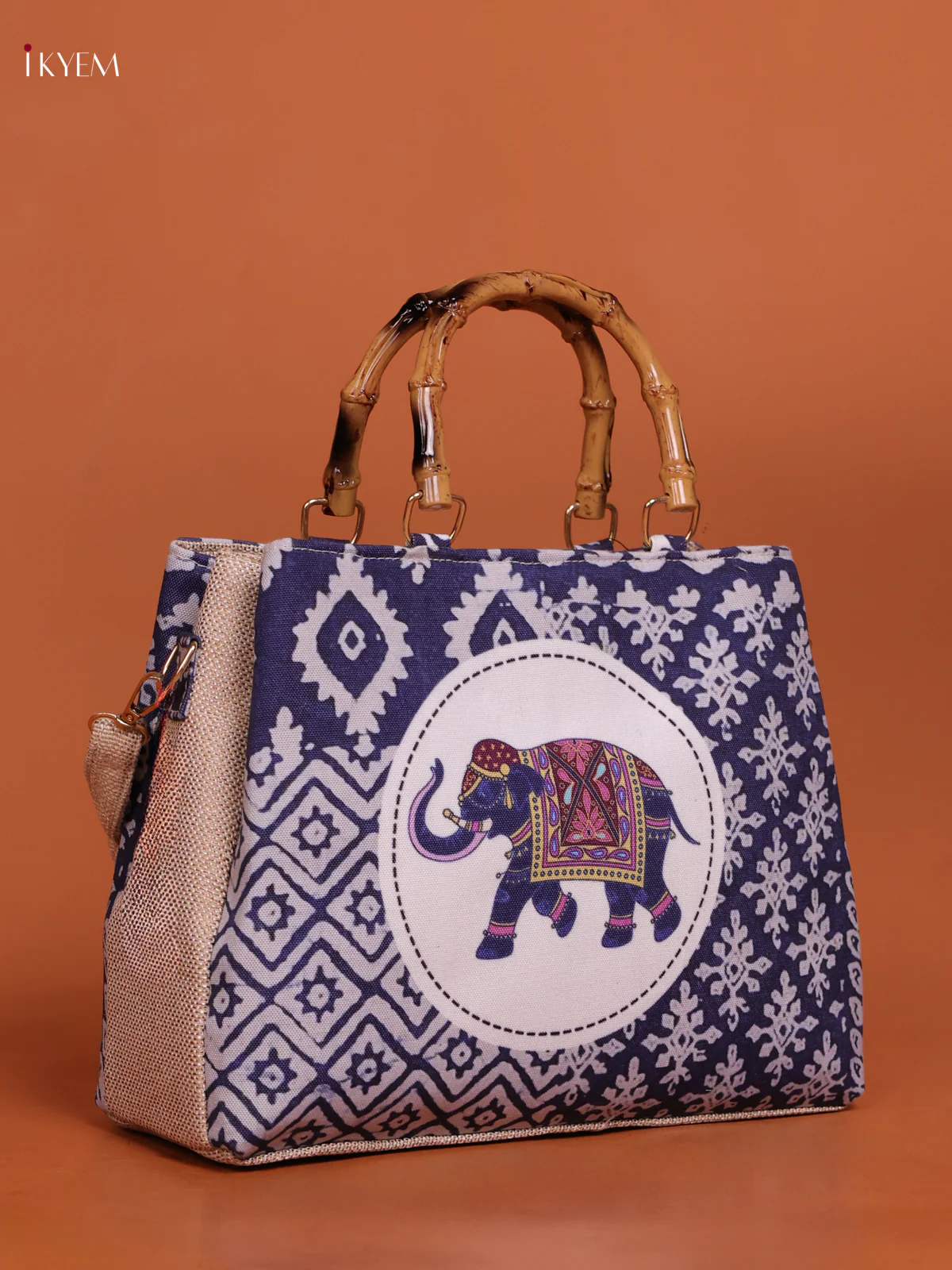 Printed Handbag Elephant - Indigo Blue - Image 2