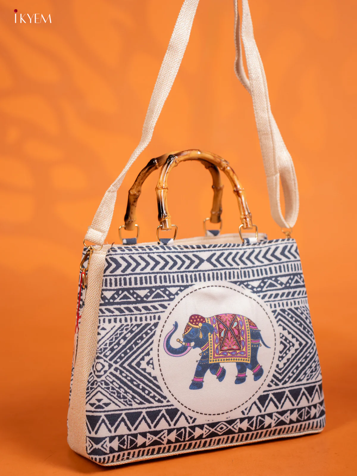 Printed Handbag Elephant - Indigo Blue - Image 2