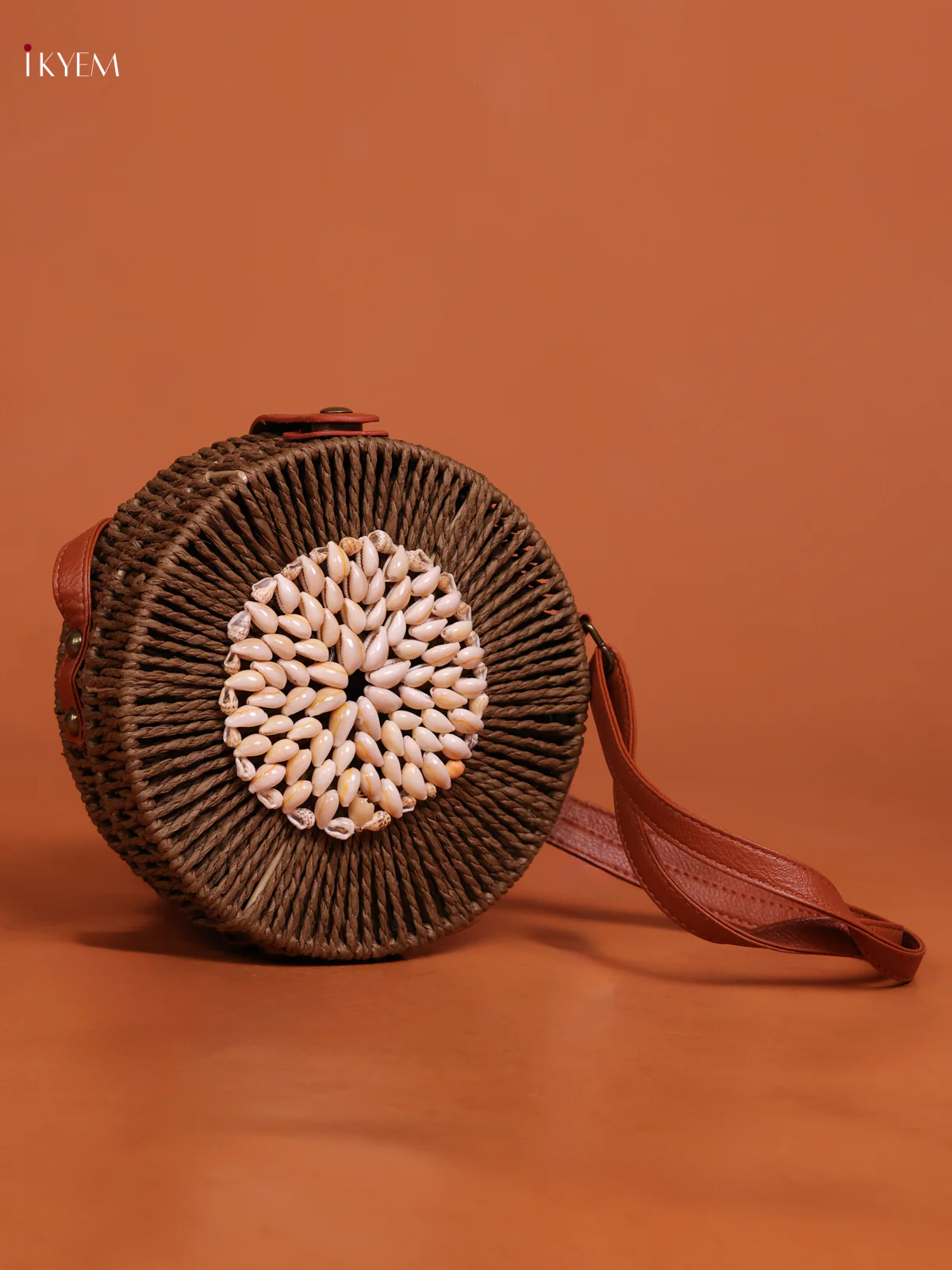 Bali Rattan Jute Sling Bag Coffee Brown - Image 2