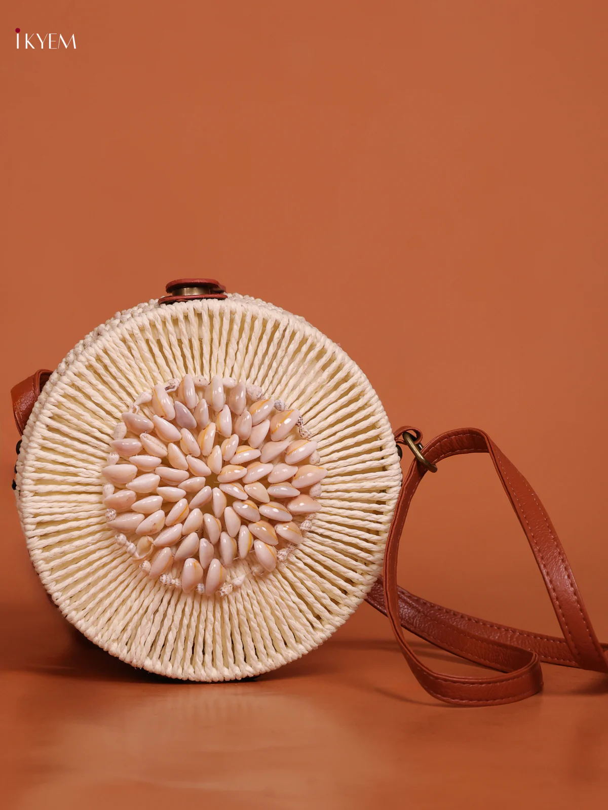 Bali Rattan Jute Sling Bag White