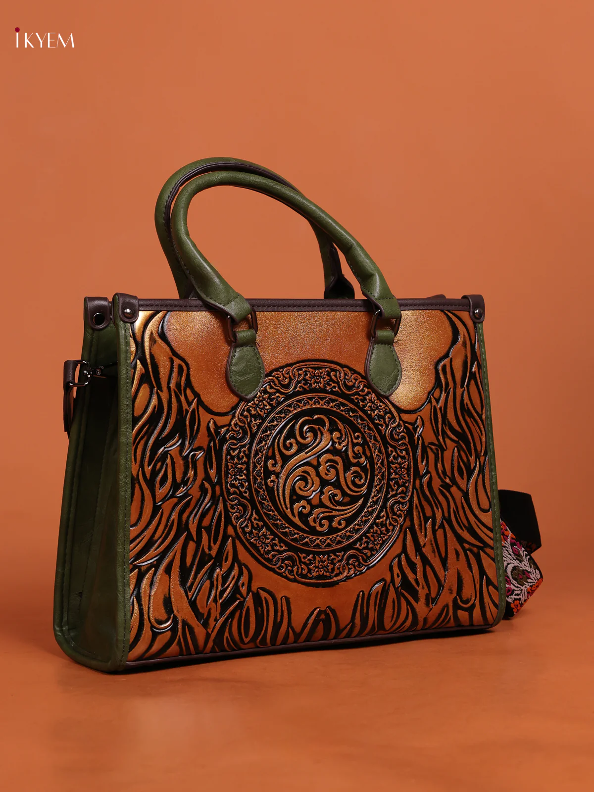 Embossed Tote Bag Hand Bag And Sling Bag Green - Image 2
