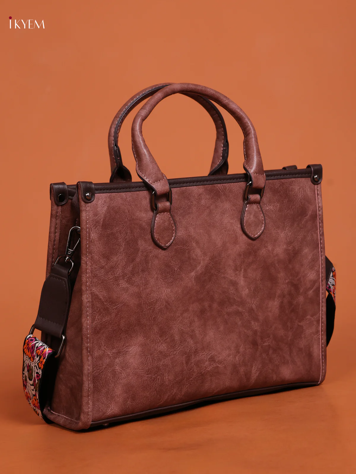 Embossed Tote Bag Hand Bag And Sling Bag Brown - Image 3
