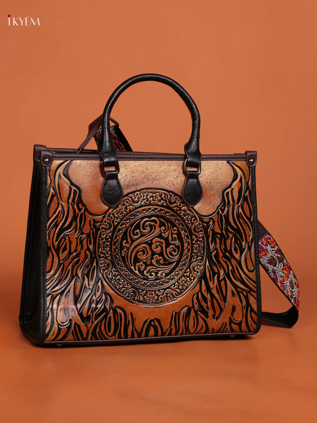 Embossed Tote Bag Hand Bag And Sling Bag Balck - Image 2