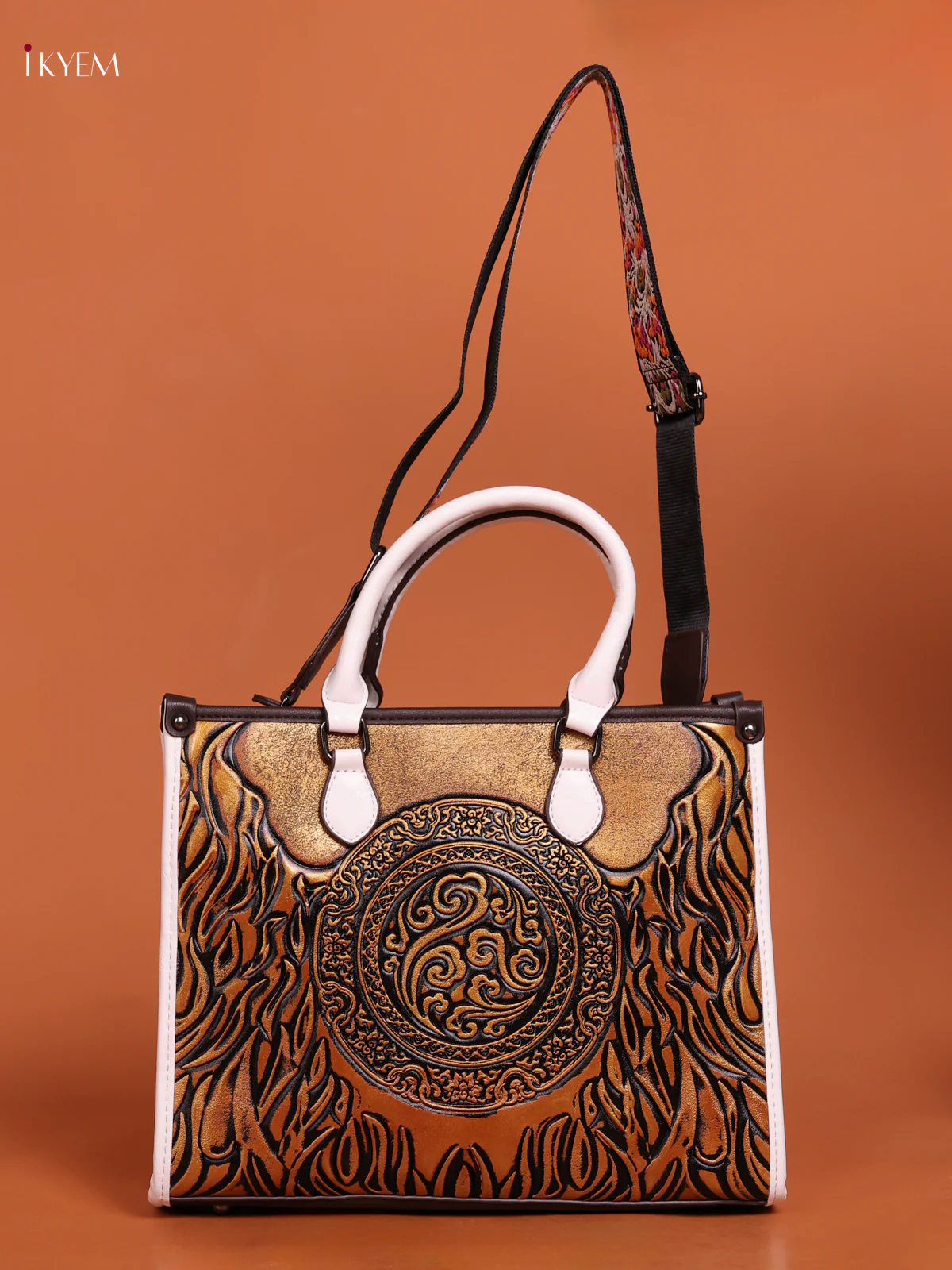Embossed Tote Bag Hand Bag And Sling Bag White
