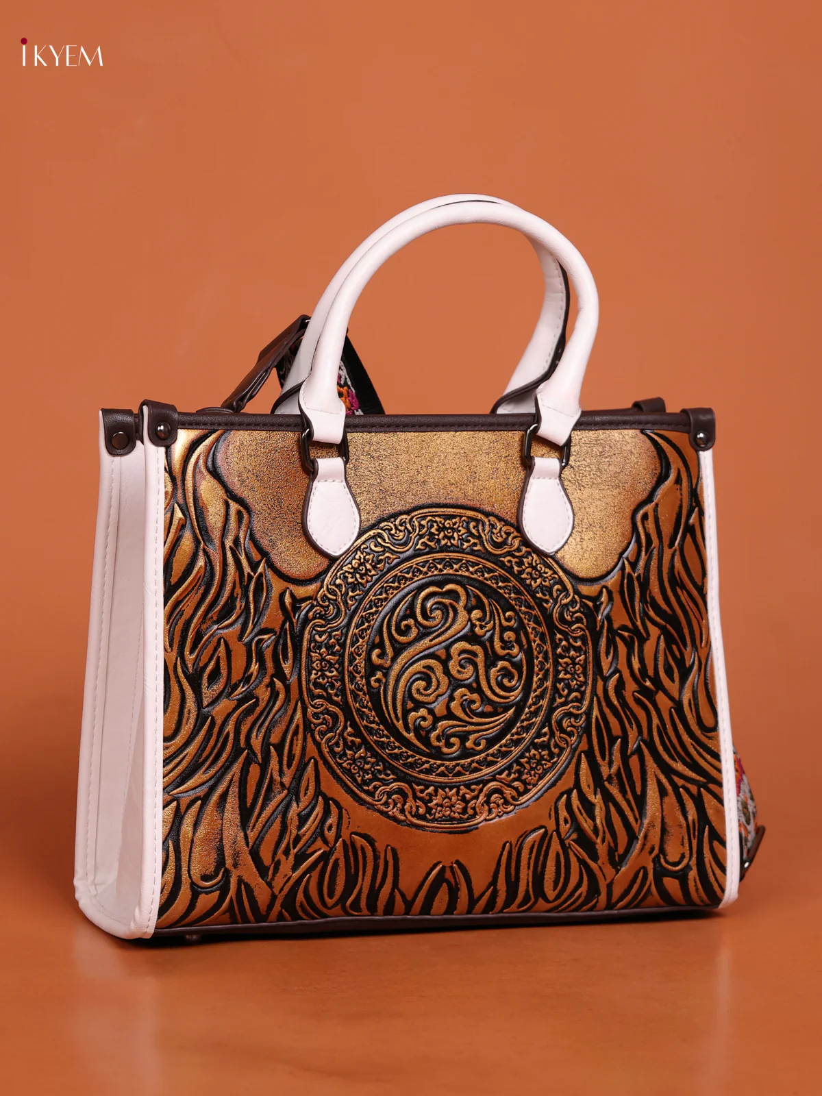 Embossed Tote Bag Hand Bag And Sling Bag White - Image 2