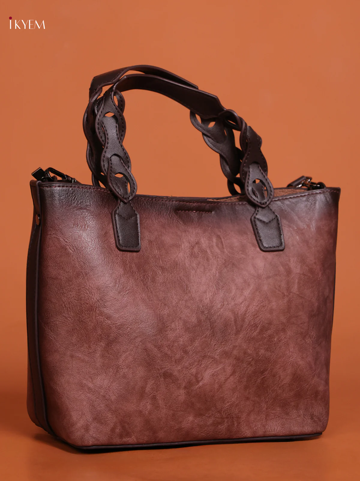 Embossed Tote Bag Hand Bag And Sling Bag Brown - Image 3