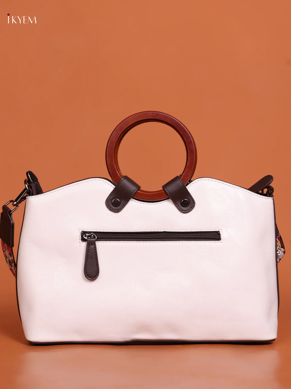 Leather Tote Sling And Hand Bag White - Image 3